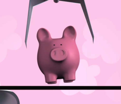 Piggy bank on conveyor belt