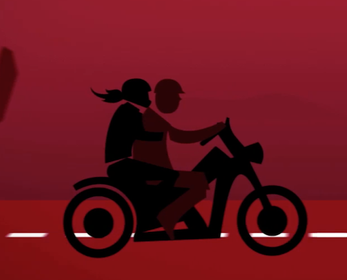 Couple on motorcycle illustration